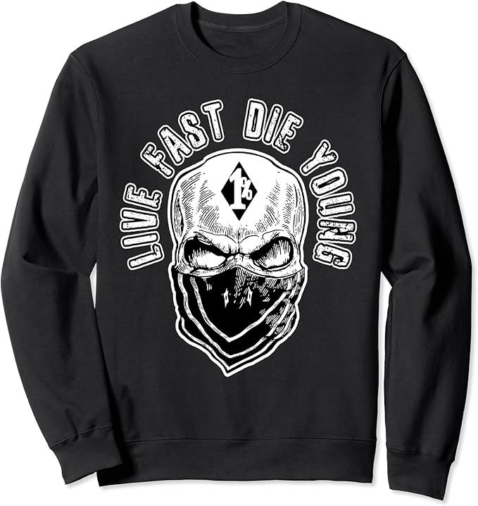 Live fast die young motorcycle biker mc 1 bc Sweatshirt Amazon.co.uk Clothing